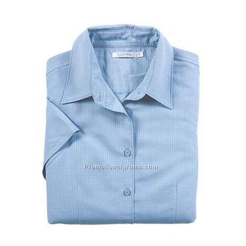 Dress Shirt - Quick Reflex Ladies' Polynosic Check Textured Short Sleeve