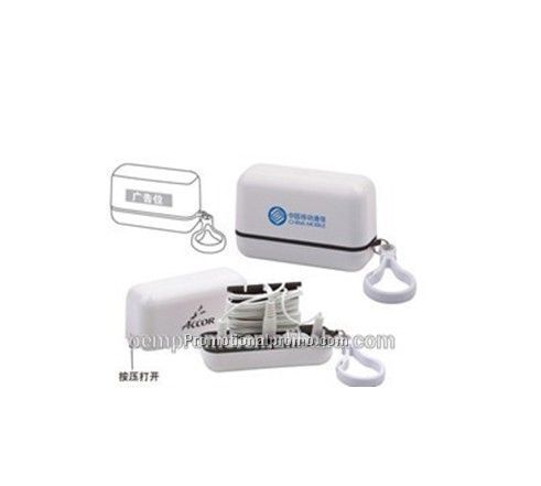 Portable earphone with carabiner or keychain