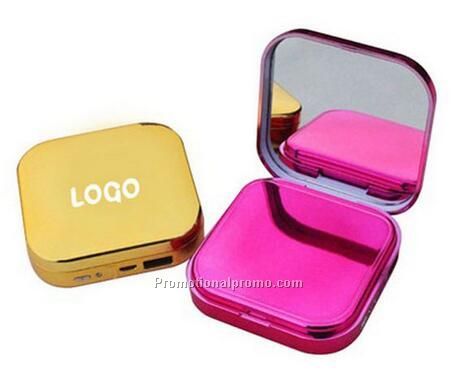 Fashion cosmetic case power bank with makeup mirror