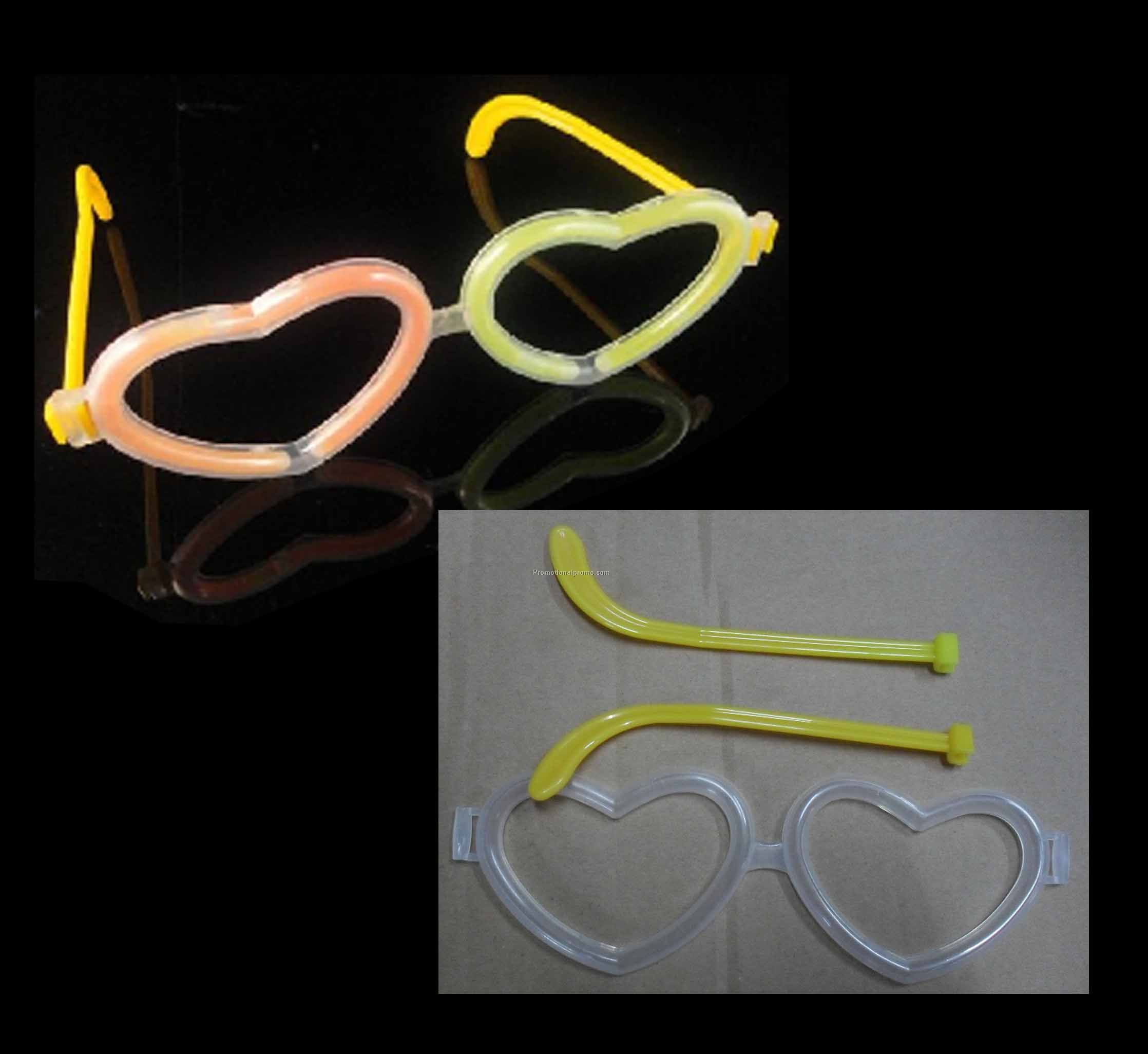 Connectors and frames for heart shape flashing glasses glowing glasses