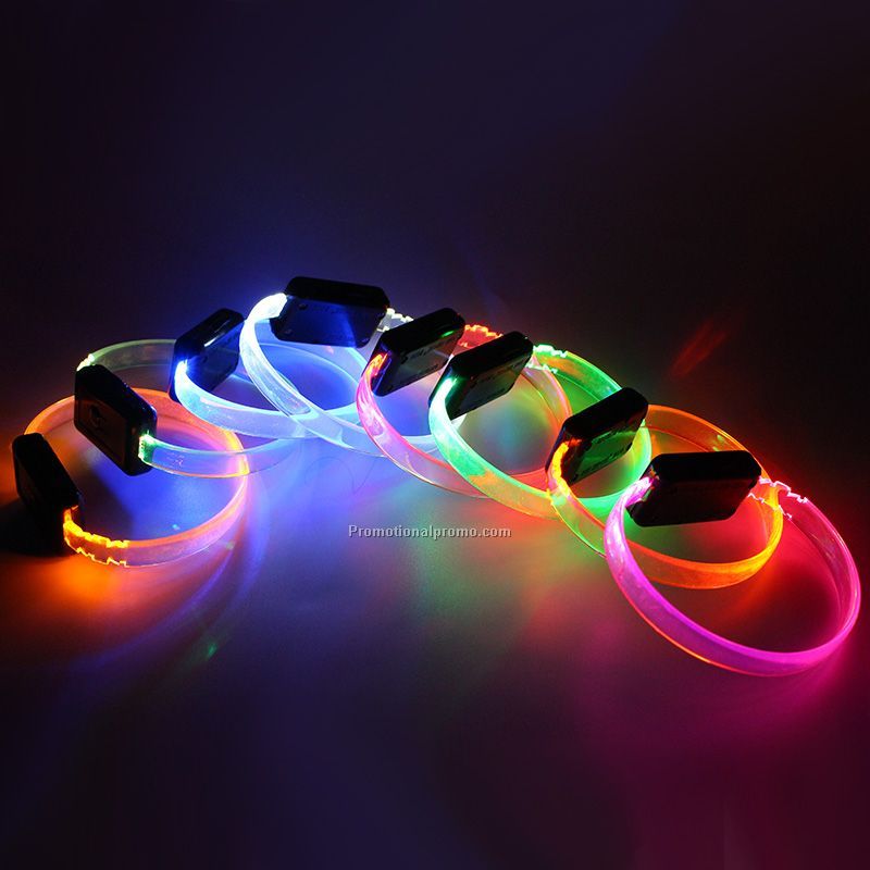 LED Flashing optical fiber bracelet, LED Glowing optical fiber wristband, Promotional light up optical fiber bracelet