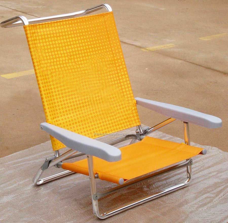 Beach chair with wood armrest