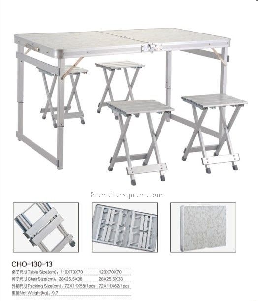Promotional aluminum foldable table with chairs