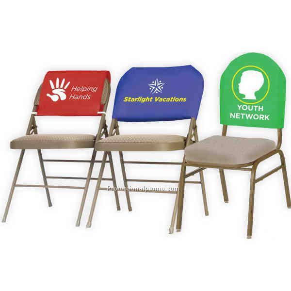 Fitted non-woven banquet style advertising chair headrest cover