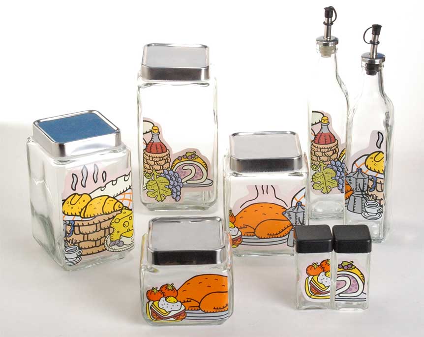 storage container set & cruet set with decals
  
   
     
    