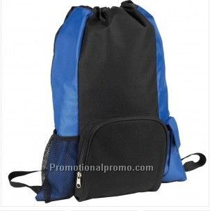 Drawstring Backpack with Mesh Pocket and Cellphone Holder
