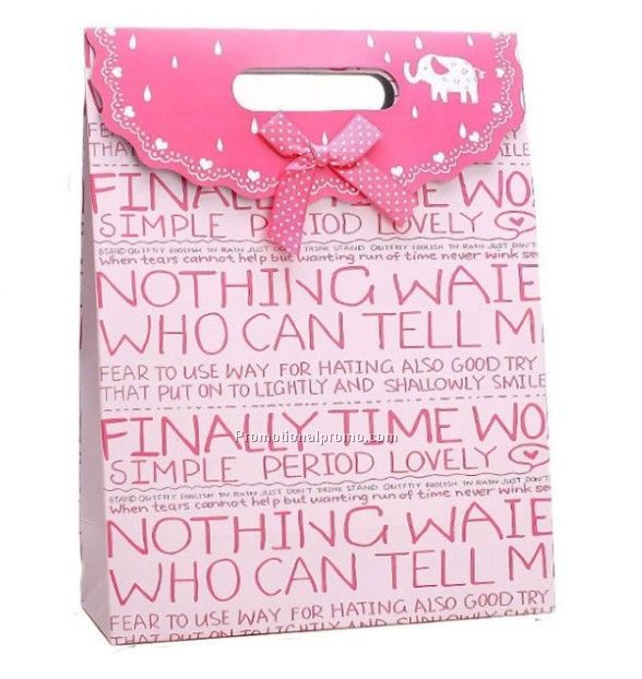 Pink Alphabet Hook&Loop Gift Bag