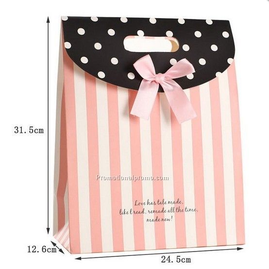 Pink White Hook&Loop Gift Bag