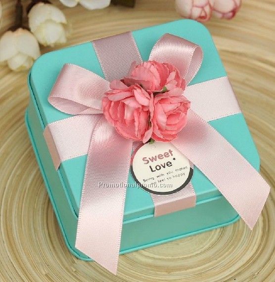 Ribbon Flower Square Candy Box