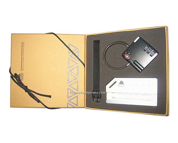 Luggage tag with luggage lock metal gift set