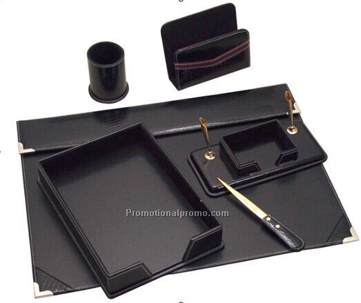 Desk set with 6parts,desk pad,A4 memo case,sall memo case with pen stand,pen holder and letter holder,letter opener