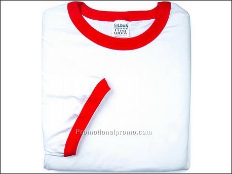Gildan T-shirt Cotton Ringer, FC30 White/RD