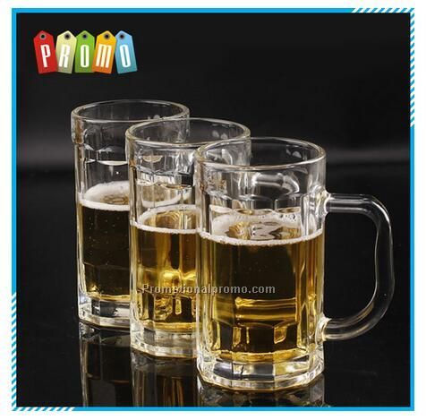 Wholesale 14 oz(400ml) transparent handle beer glass mug