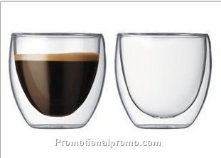 Double wall glass cup