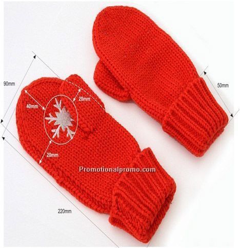 Acrylic mittens with finished cuff