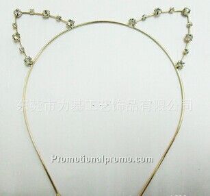 Gold crystal cat ear hair cuff headband