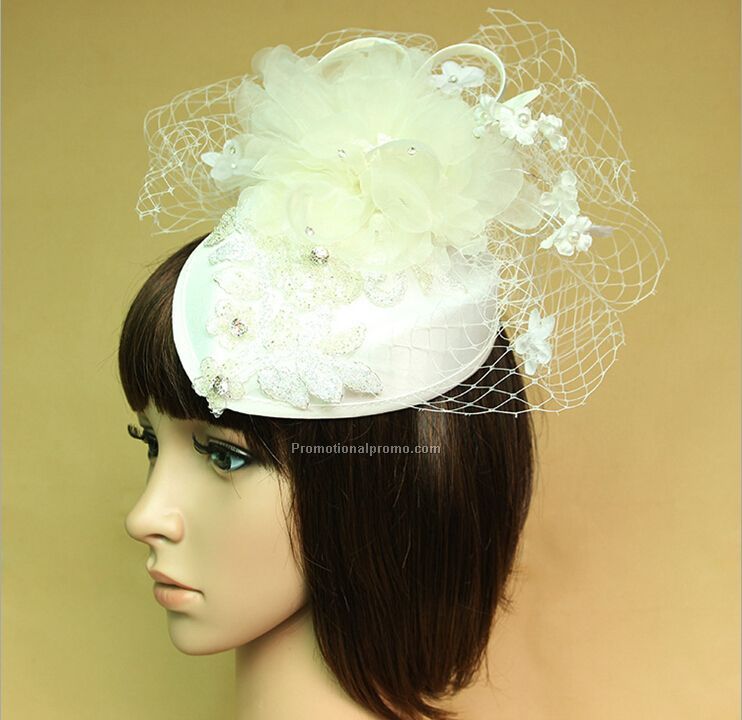 European and American small white hat clip pearl bridal hair accessories flower head performance luxury accessories