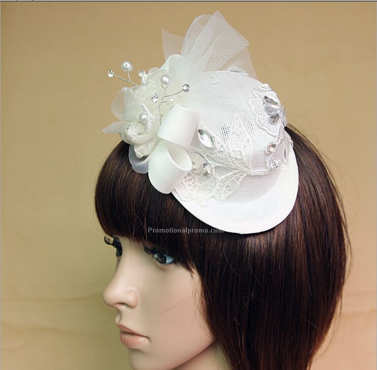 European and American small white hat clip pearl bridal hair accessories flower head performance