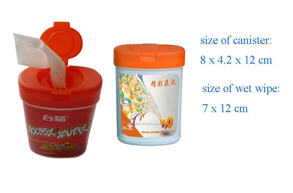 Mini wet wipe canister