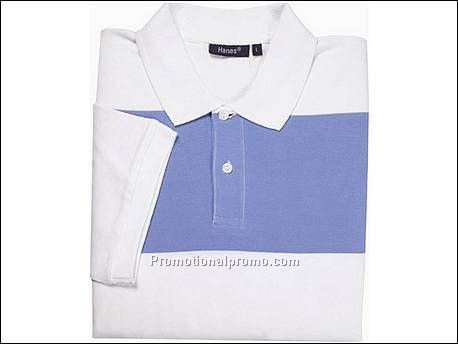 Hanes Polo striped polo, Light blue/White