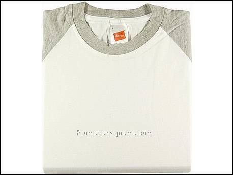 Hanes T-shirt Baseball-T S/S, White/Grey Heather