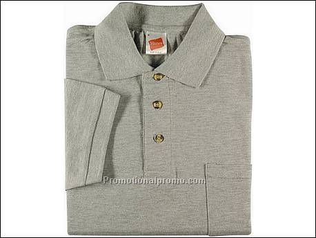 Hanes Top Polo With Pocket, Grey Heather