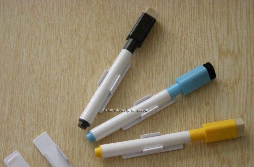 Marker with eraser and clip