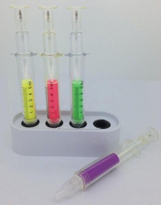 Syringes Shape Highlighter Set with Ballpoint Pen