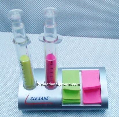 Syringe Shaped Highlighter pen injection highligter marker pen set with memo