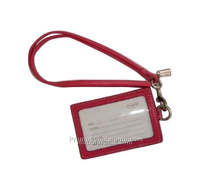 Leather card holder with lanyard