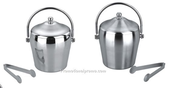 Stainless steel ice bucket with lid and ice tong