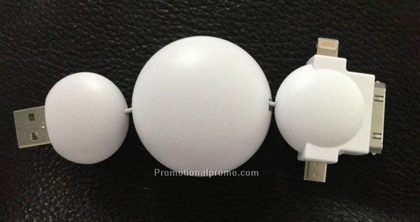Three in one USB retractable cable for iphone4,iphone5, multi function data line