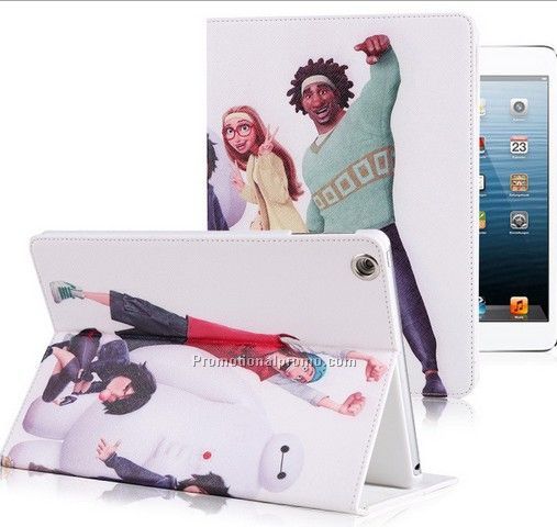 Cartoon PU leather case for iipad mini, baymax case, leather case for ipad air 2