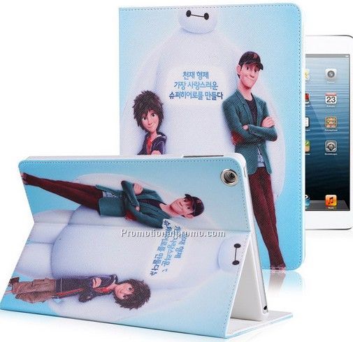 Cartoon PU leather case for iipad mini, baymax case, leather case for ipad air 2