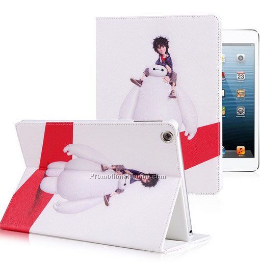 Cartoon PU leather case for iipad mini, baymax case, leather case for ipad air 2