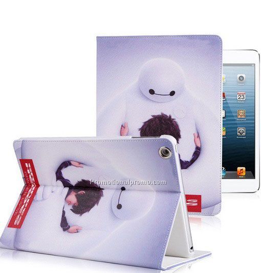 Cartoon PU leather case for iipad mini, baymax case, leather case for ipad air 2