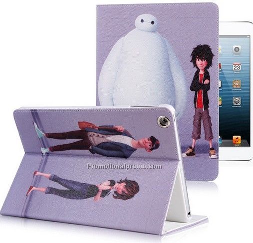 Cartoon PU leather case for iipad mini, baymax case, leather case for ipad air 2