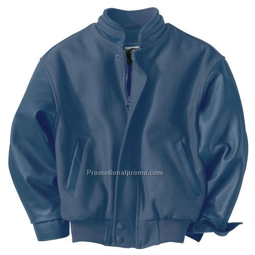 Jacket - Youth Melton Leather Jacket with Stand Collar