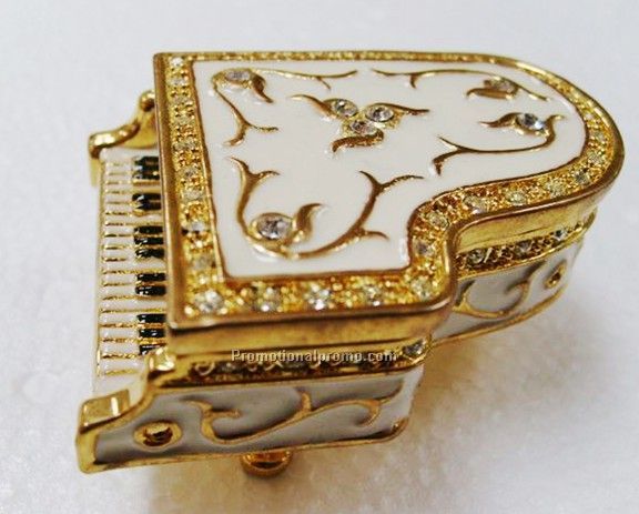 Antique Pewter Brushed Piano Jewelry Box