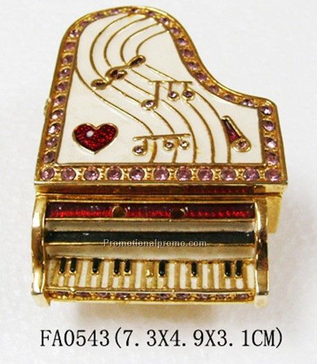 Antique Pewter Brushed Piano Jewelry Box