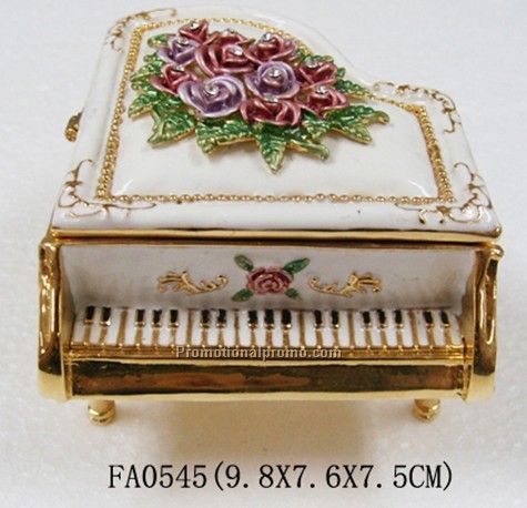 Antique Piano Jewelry Box With Music