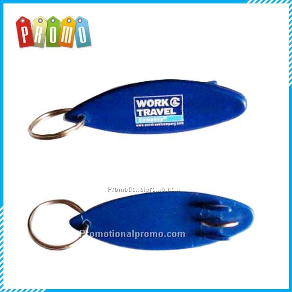 Plastic surfboard keychain bottle opener