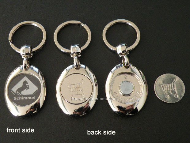 Metal Keychain Shopping Mag Cart Coin