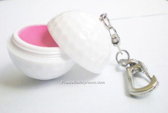 Golf ball lip balm with keychain