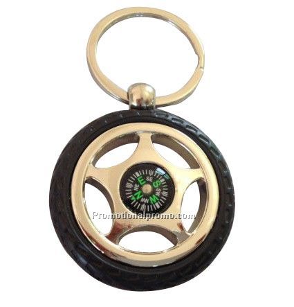 Tyre shape Keychain with compass
