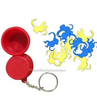 Monkey in barrel toy keychain