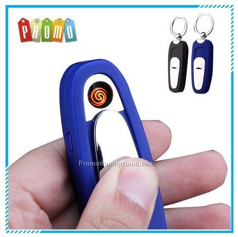 Wholesale windproof USB charging lighter keychain, custom metal electric lighter keychain