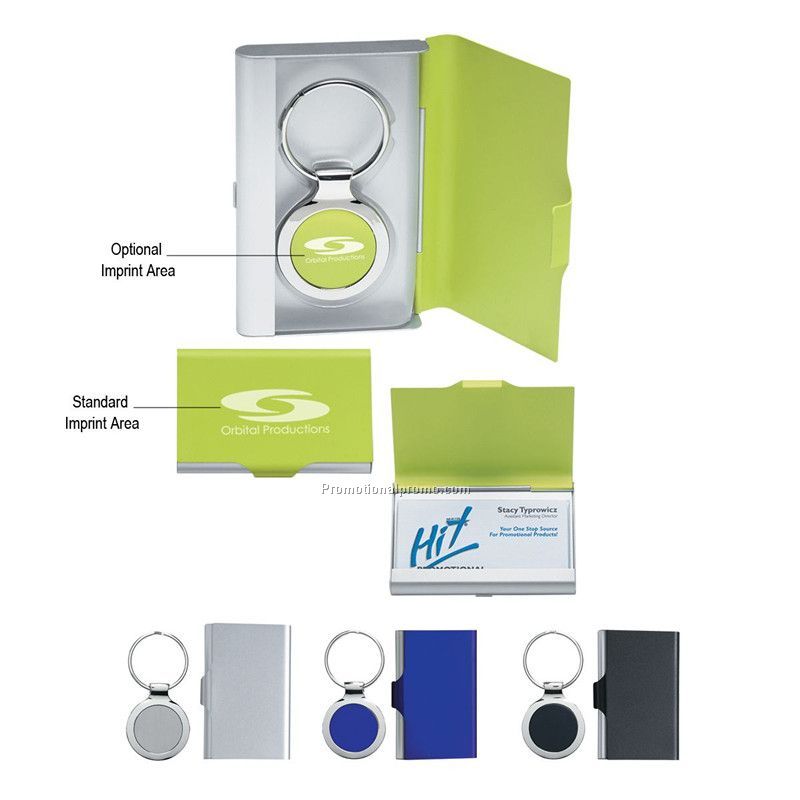 oval key tag with business card holder