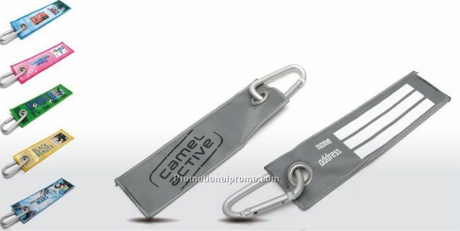 luggage tag with 5 mm metal eyeletand 5 cm carabine hook