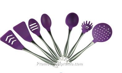 2017 most popular stainless steel and silicone utensil set,7PCS Silicone kitchen Utensils Set